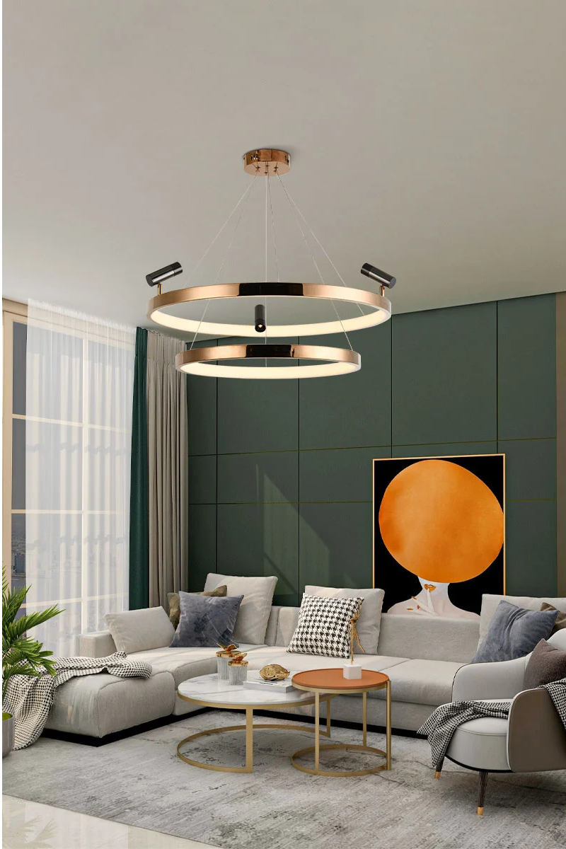 Simple and modern circular ceiling chandelier with spotlights