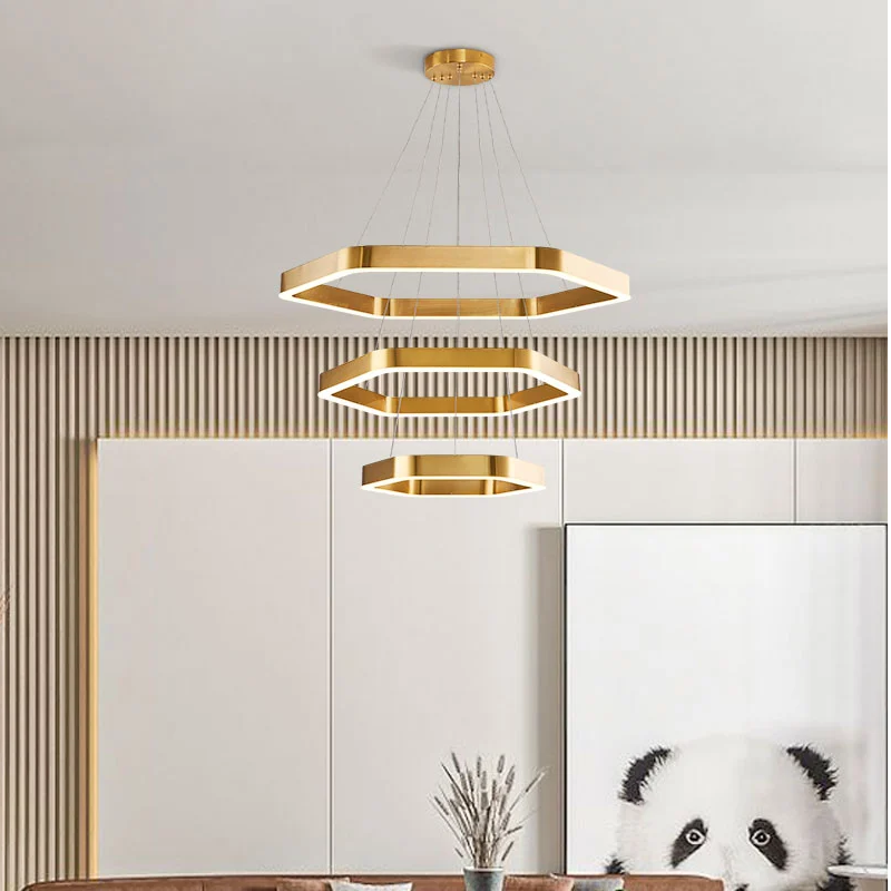 Hexagonal Ring Ceiling-mounted Chandelier for Living Room And Living Room