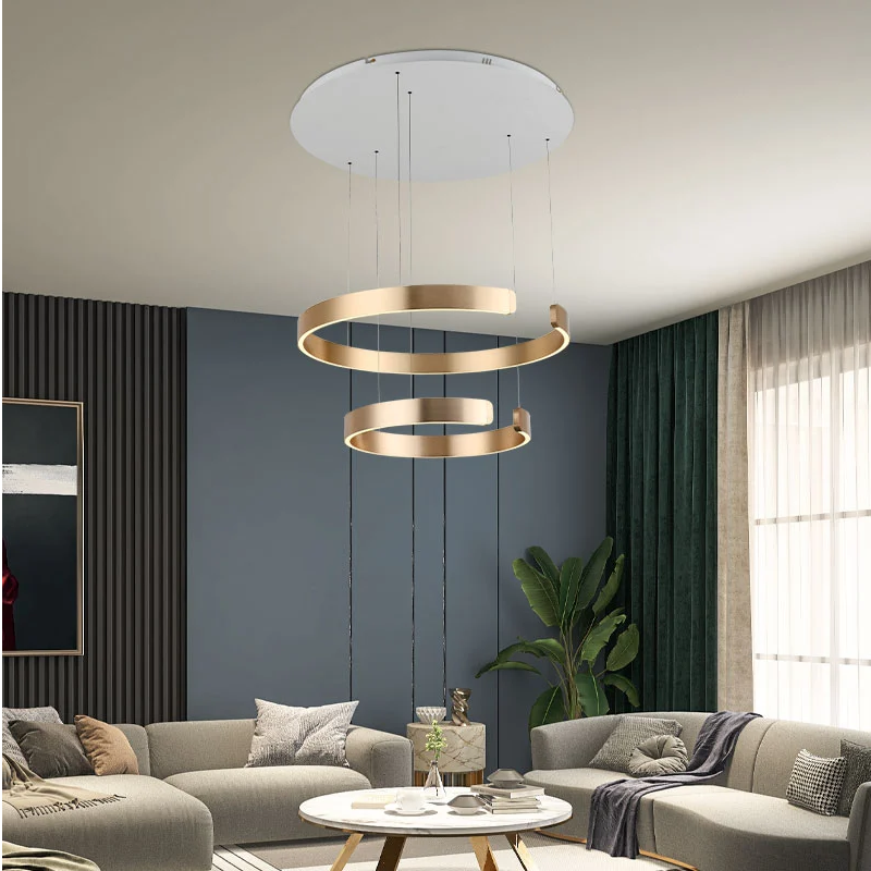 Simple and adjustable double-ring ceiling chandelier