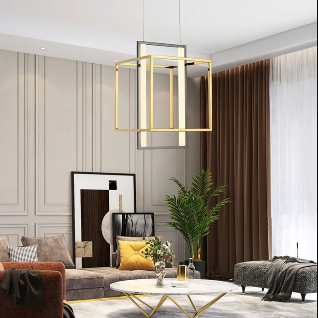 Classic linear quadrilateral ceiling chandelier with a sense of design
