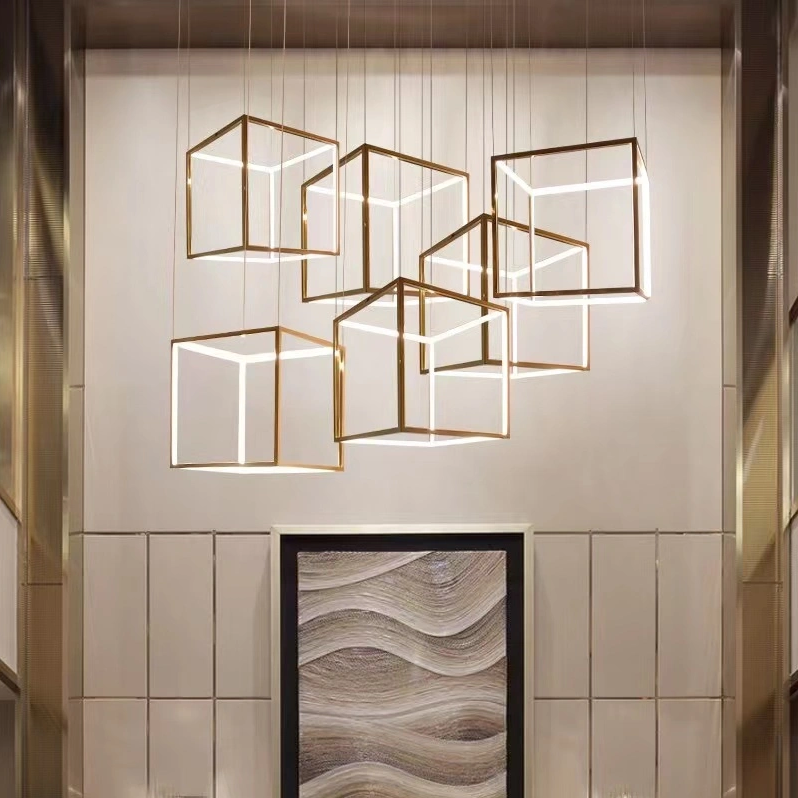 Simple modern multi-scene geometric square Nordic ceiling chandelier