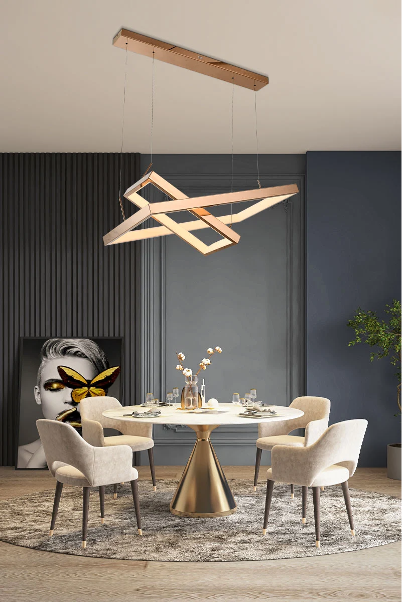 Science and technology quadrilateral double-layer ceiling chandelier